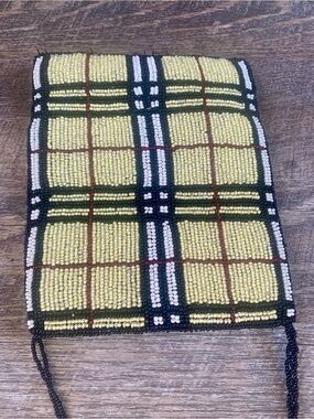 Beaded Yellow Plaid Crossbody Bag